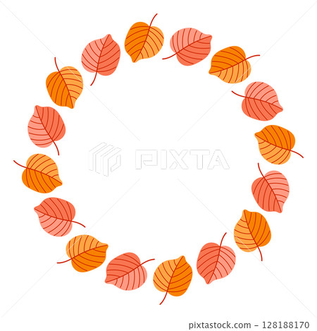 Beautiful and intricate Circular Autumn Leaves Frame Design for your creative projects 128188170