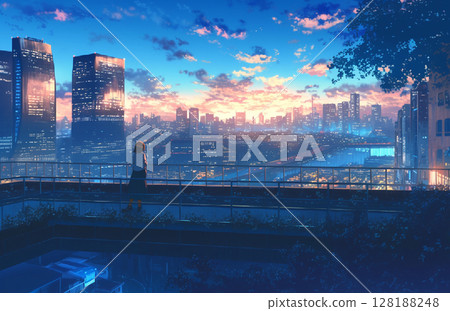 Girl looking at the city 128188248