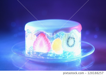 玻璃與珠寶製成的奇幻食物 水晶水果與糖果蛋糕 128188257