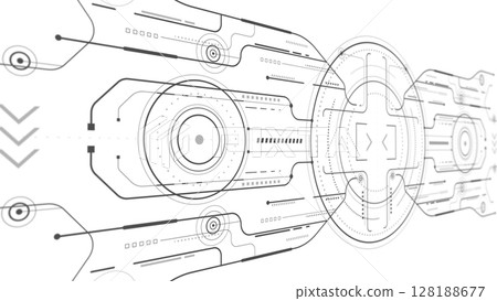 Aim system. Futuristic aiming .Digital technology .HUD digital interface screen design .Vector illustration. 128188677
