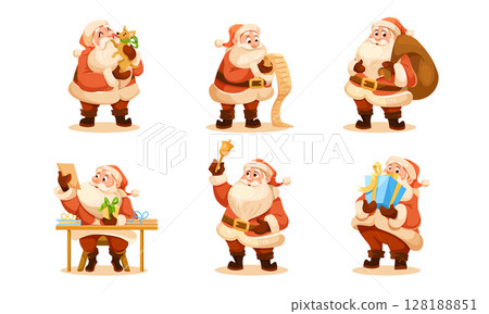 An enchanting Vintage Christmas Santa Claus Collection Illustration that captures joy and festivity An enchanting Vintage Christmas Santa Claus Collection Illustration that captures joy and festivity 128188851