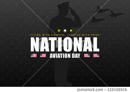 National Aviation Day with Salute and Jet Shadows 128188916