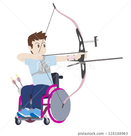 A man doing para archery in hand drawn style A man doing para archery in hand drawn style 128188963