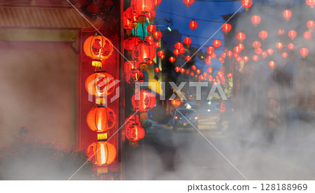 Chinese new year lantern in chinatown area. 128188969