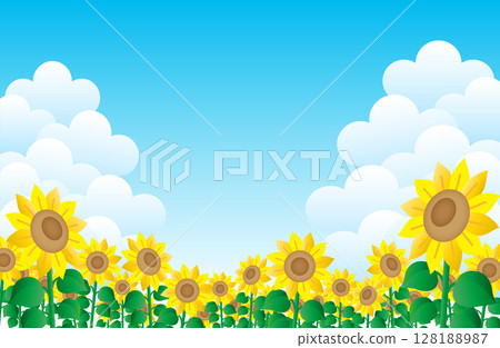 藍天和向日葵的背景插圖 128188987