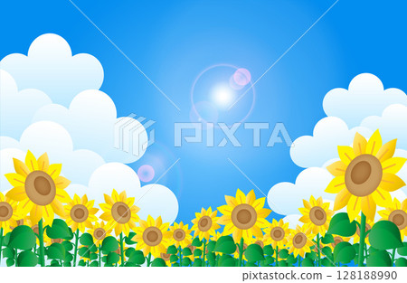 Background illustration of a sunflower field in midsummer 128188990