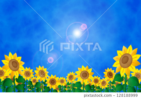 Simple background illustration of blue sky and sunflowers Simple background illustration of blue sky and sunflowers 128188999
