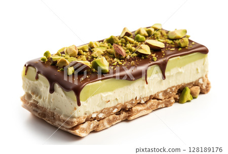 Chocolate bars isolated on white background. Dubai chocolate. 128189176