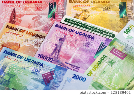 American permanent resident card on Ugandan Shilling 128189401