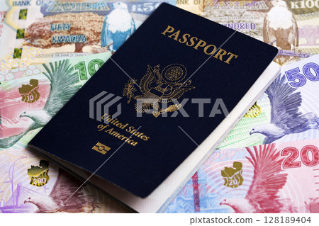American passport on Zambian Kwacha American passport on Zambian Kwacha 128189404