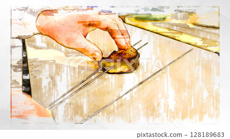 Illustration Illustrated restaurant Taste Easy cooking Restaurant techniques Cooking Easy Easy Fish Fish dishes 128189683