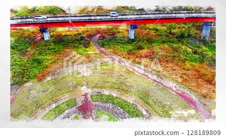 素描風格素描風景唯美鳥瞰無人機攝影天空山脈半空中漂浮夢幻無人機 128189809