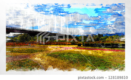 素描風格素描風景唯美鳥瞰無人機攝影天空山脈半空中漂浮夢幻無人機 128189810