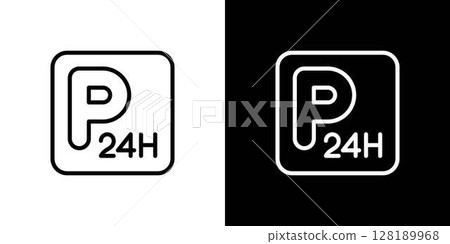 24 hour parking line icon 24 hour parking line icon 128189968