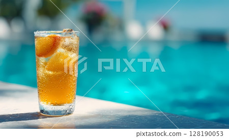 Refreshing fruit drinks by the sea 128190053