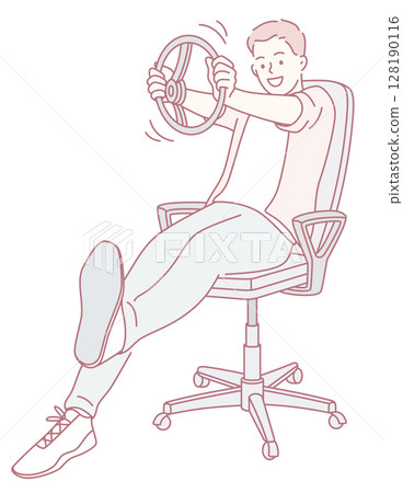 Engaging and Fun Office Chair Driving Simulation Pose with lots of dynamic expressions 128190116