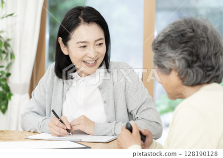 Care manager/care manager conducting a home visit 128190128