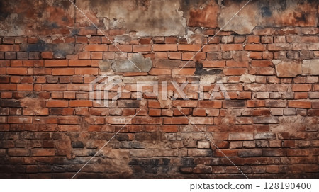 Red brick wall with vignette texture background 128190400