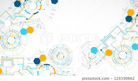 Abstract background. Scientific and technological concept with the use of technical elements formed in the shape of a circle. Vector Abstract background. Scientific and technological concept with the use of technical elements formed in the shape of a circle. Vector 128190662