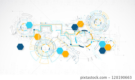 Abstract background. Scientific and technological concept with the use of technical elements formed in the shape of a circle. Vector Abstract background. Scientific and technological concept with the use of technical elements formed in the shape of a circle. Vector 128190663