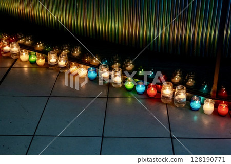 Fantastic candles lit at an outdoor event Fantastic candles lit at an outdoor event 128190771