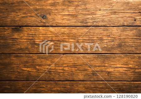 Vintage wooden boards texture, brown planks with aged grain, knots and cracks, country wall or table background for rustic designs Vintage wooden boards texture, brown planks with aged grain, knots and cracks, country wall or table background for rustic designs 128190820