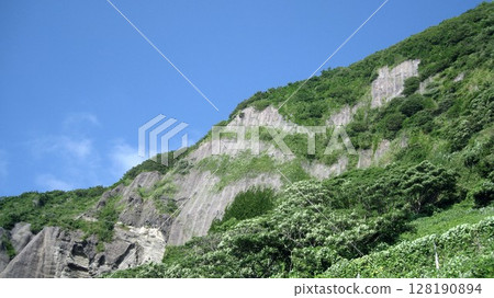 Sheer cliffs rising against the blue sky Sheer cliffs rising against the blue sky 128190894