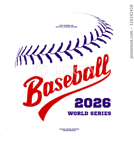 Baseball lace stitch background. Vector illustration, hand lettering design 128191416