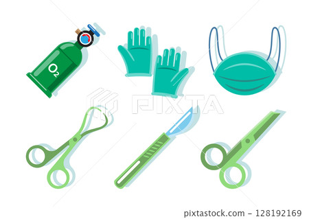 Medical tools and equipment vector set 128192169