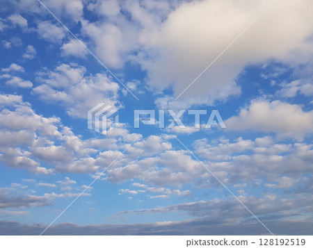 Bright blue sky with cloud, nature weather background. Environment, atmosphere and heaven concept 128192519