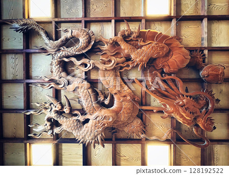 Okazaki Tatsujo Shrine: A dragon illuminated by sunlight Okazaki Tatsujo Shrine: A dragon illuminated by sunlight 128192522