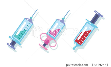 Injection syringe flat vector for healthcare 128192531