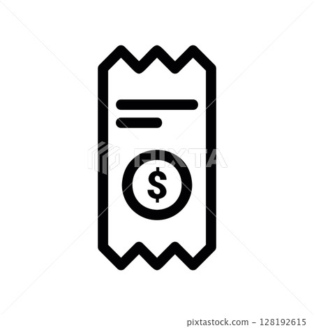 Financial Receipt Icon with Dollar Sign for Payment Record 128192615