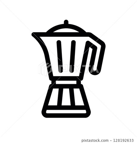 Line Art Icon of a Classic Stovetop Moka Pot Coffee Maker Line Art Icon of a Classic Stovetop Moka Pot Coffee Maker 128192633
