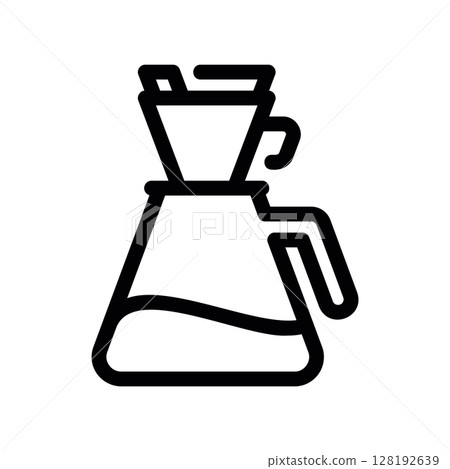 Pour Over Coffee Dripper Set on Top of a Glass Carafe 128192639