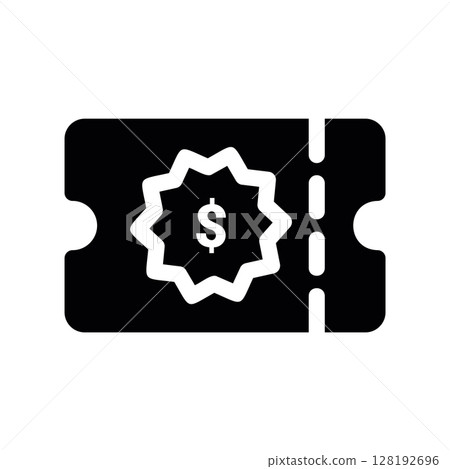Discount Coupon or Ticket with a Dollar Sign for Monetary Savings Discount Coupon or Ticket with a Dollar Sign for Monetary Savings 128192696