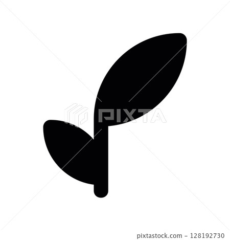 Minimalist Glyph of a Small Plant Sprout with Two Leaves 128192730
