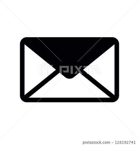 Solid Black Glyph Icon of a Closed Mailing Envelope Solid Black Glyph Icon of a Closed Mailing Envelope 128192741