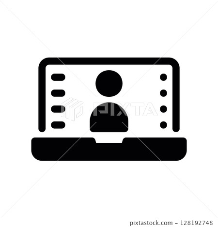 Laptop Screen with User Profile Icon for Online Meeting or Webinar 128192748