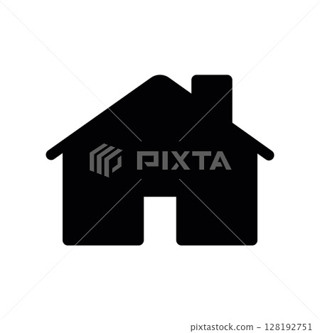 Solid Black House Icon Representing Home, Real Estate or Property 128192751