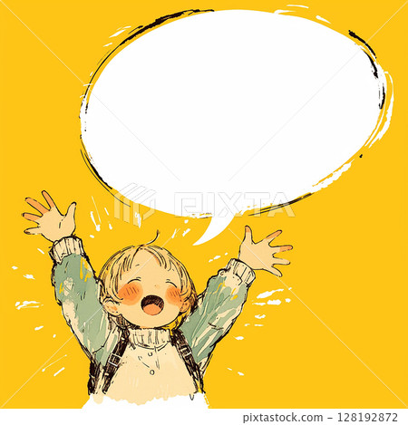 [Speech bubble] Woman excited about good news and speech bubble 128192872