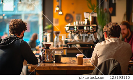 Cheerful colleague enjoying coffee break at workshop 128193110
