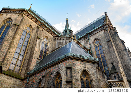 Basilica of St. Ludmila, neo-Gothic Catholic church at the Namesti Miru square in Vinohrady district of Prague, Czechia Basilica of St. Ludmila, neo-Gothic Catholic church at the Namesti Miru square in Vinohrady district of Prague, Czechia 128193828