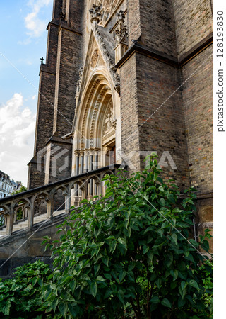 Basilica of St. Ludmila, neo-Gothic Catholic church at the Namesti Miru square in Vinohrady district of Prague, Czechia Basilica of St. Ludmila, neo-Gothic Catholic church at the Namesti Miru square in Vinohrady district of Prague, Czechia 128193830