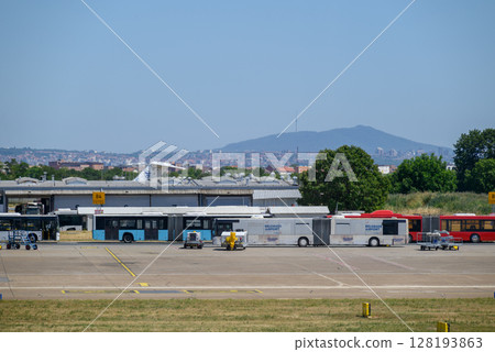 Runway of Nikola Tesla Airport in Belgrade, capital of Serbia Runway of Nikola Tesla Airport in Belgrade, capital of Serbia 128193863