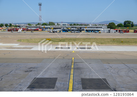 Runway of Nikola Tesla Airport in Belgrade, capital of Serbia Runway of Nikola Tesla Airport in Belgrade, capital of Serbia 128193864