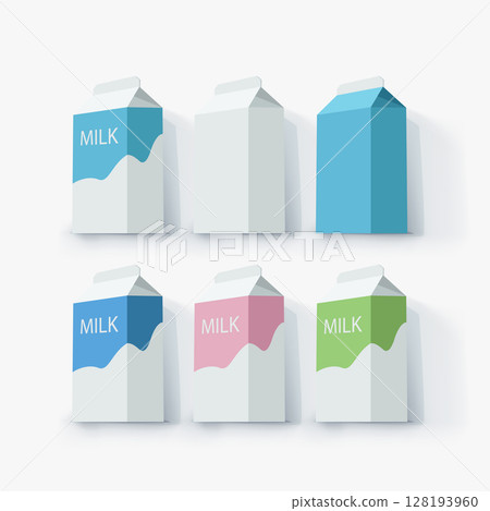various milk packages in set on white 128193960
