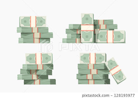 money piles in set isolated on white 128193977