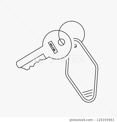 door key with keychain icon on white door key with keychain icon on white 128193981