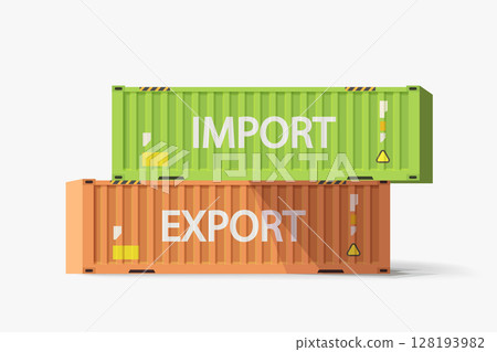 couple cargo containers with shadow white back couple cargo containers with shadow white back 128193982